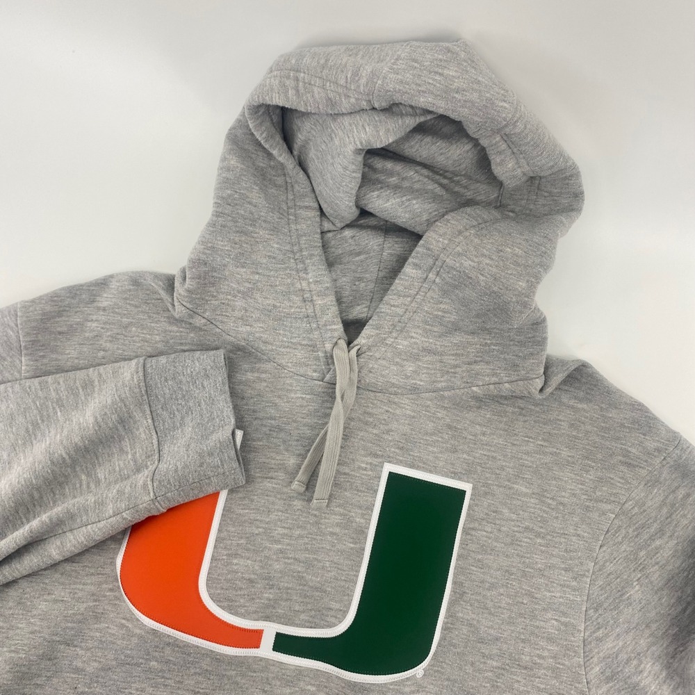 Fanatics University of Miami Hoodie Mens XL Gray Hurricanes Pullover Sweatshirt